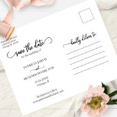 Elegante Kalligrafie Wedding Save the Date Foto Postkarte