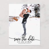 Elegante Kalligrafie Wedding Save the Date Foto Postkarte (Vorderseite)