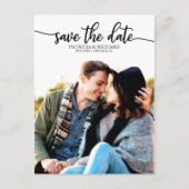 Elegante Kalligrafie Wedding Save the Date Foto Postkarte (Vorderseite)