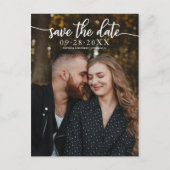 Elegante Kalligrafie Wedding Save the Date Foto Postkarte (Vorderseite)