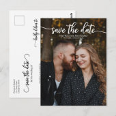 Elegante Kalligrafie Wedding Save the Date Foto Postkarte (Vorne/Hinten)