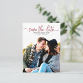 Elegante Kalligrafie Wedding Save the Date Foto Postkarte (Stehend Vorderseite)