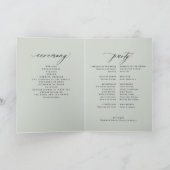 Elegante Kalligrafie-Weise-Grüne Hochzeit Programm (Innenseite)