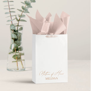 Elegante Kalligrafie Weißes Matron der Ehrenfavors Mittlere Geschenktüte