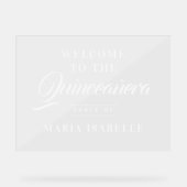 Elegante Kalligrafie Willkommen Quinceanera Party- Acrylschild (Vorderseite)
