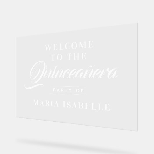 Elegante Kalligrafie Willkommen Quinceanera Party- Acrylschild (Winkel)