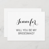 Elegante Kalligrafie wird meine Bridesmaid sein Einladung (Vorne/Hinten)