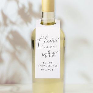 Elegante Kalligrafie Zukünftige Mrs. Brautparty Flaschenanhänger