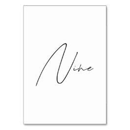 Elegante kalligrafische Hochzeitstil-Tischnummer 9 Tischnummer