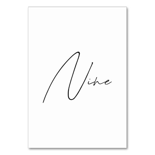 Elegante kalligrafische Hochzeitstil-Tischnummer 9 Tischnummer (Vorderseite)