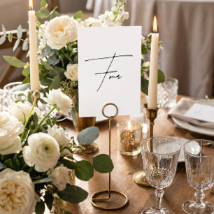 Elegante kalligrafische Hochzeitstisch 4 Tisch Num Tischnummer