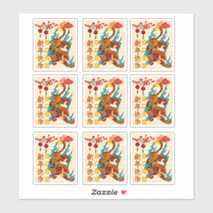 Elegante Kalligraphie 2022 Tiger-Chinesisches Neuj Aufkleber