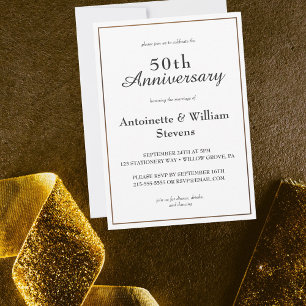 Elegante Kalligraphie 50. Hochzeitstag Einladung