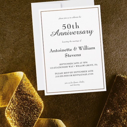 Elegante Kalligraphie 50. Hochzeitstag Einladung