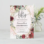 Elegante Kalligraphie 50 und fabelhaft 50. Einladung (Stehend Vorderseite)