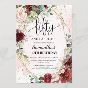 Elegante Kalligraphie 50 und fabelhaft 50. Einladung