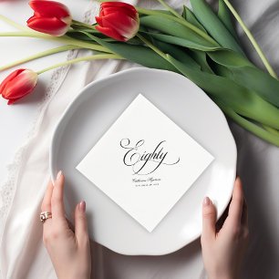 Elegante Kalligraphie 80. Geburtstag Serviette