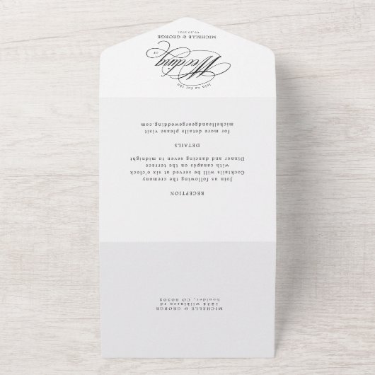 elegante Kalligraphie All In One Einladung (Außenbereich)