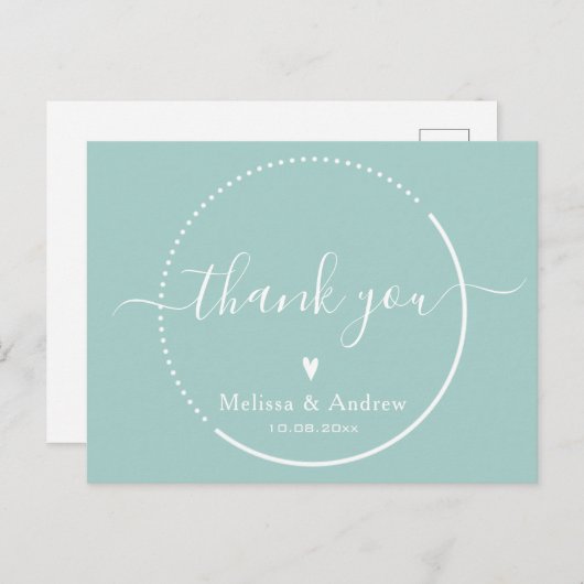 Elegante Kalligraphie - Aquamarine Hochzeit Vielen Postkarte (Vorne/Hinten)