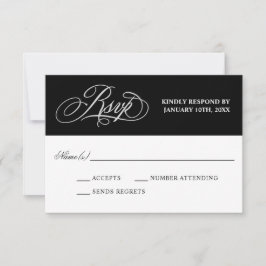 Elegante Kalligraphie auf Black Wedding RSVP