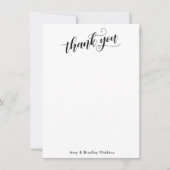 Elegante Kalligraphie auf Simple Black and White Dankeskarte (Vorderseite)