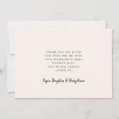 Elegante Kalligraphie Baby Dusche Dankeschön Karte (Rückseite)