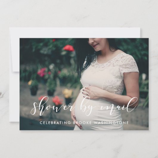Elegante Kalligraphie Baby Shower per Mail Foto Einladung (Vorderseite)