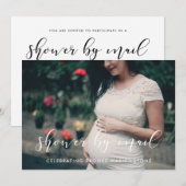Elegante Kalligraphie Baby Shower per Mail Foto Einladung (Vorne/Hinten)
