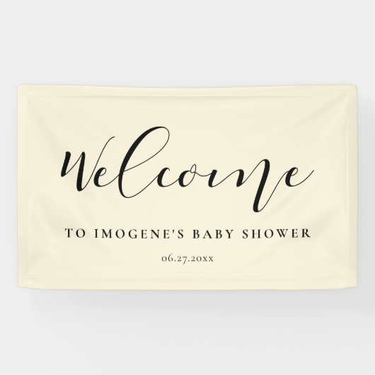 Elegante Kalligraphie Babydusche Begrüßung Banner (Horizontal)