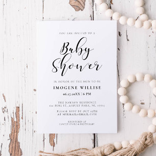 Elegante Kalligraphie Babydusche Einladung