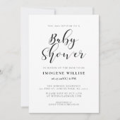 Elegante Kalligraphie Babydusche Einladung (Vorderseite)
