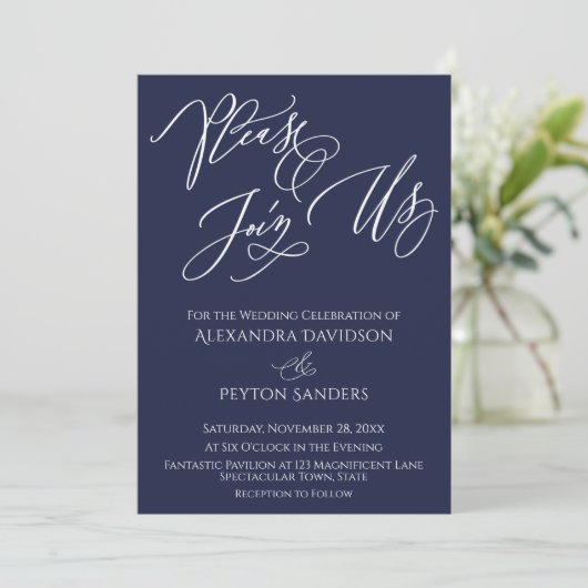 Elegante Kalligraphie "Bitte schließen Sie sich un Einladung (Stehend Vorderseite)