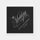 Elegante Kalligraphie Black and Silver Wedding Serviette (Vorderseite)