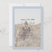 Elegante Kalligraphie Blau 2 Fotos Save the Date (Rückseite)