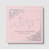 Elegante Kalligraphie Blush Pink Silver Foil Weddi Gästebuch (Vorderseite)