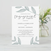 Elegante Kalligraphie Botanische Engagement Partei Einladung (Stehend Vorderseite)