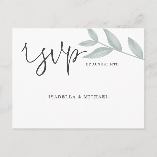 Elegante Kalligraphie Botanische Hochzeit Rsvp Postkarte (Vorderseite)