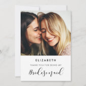 Elegante Kalligraphie Bridesmaid Dankeschön-Karte Einladung (Vorderseite)