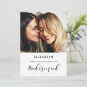 Elegante Kalligraphie Bridesmaid Dankeschön-Karte Einladung (Stehend Vorderseite)