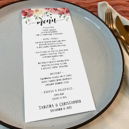 Elegante Kalligraphie, Burgund & Peach Blush Rose Menükarte