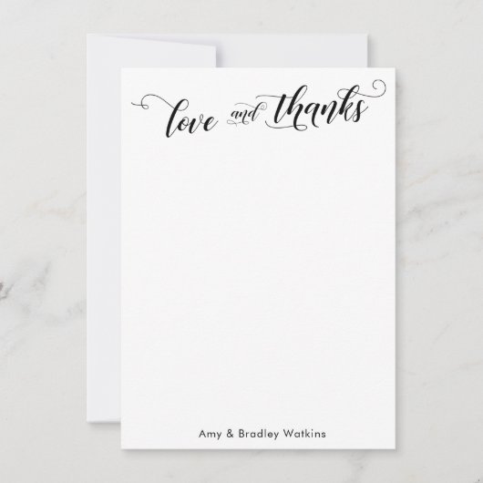 Elegante Kalligraphie Danke Black on White Schlich (Vorderseite)