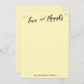 Elegante Kalligraphie Danke, blassgelb Dankeskarte (Vorne/Hinten)