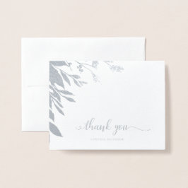 Elegante Kalligraphie Danke Silver Foil Card Folienkarte