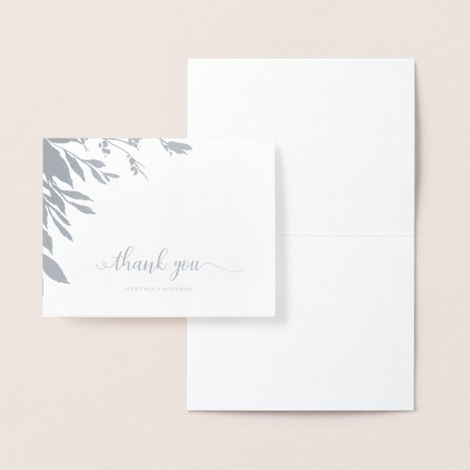Elegante Kalligraphie Danke Silver Foil Card Folienkarte (Anzeige)
