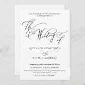 Elegante Kalligraphie "Die Hochzeit von" Schwarz & Einladung (Vorne/Hinten)