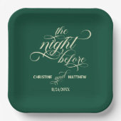 Elegante Kalligraphie Die Nacht vor der Aquamarine Pappteller (Vorderseite)