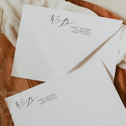 Elegante Kalligraphie, die wir Hochzeiten machen R Permastempel