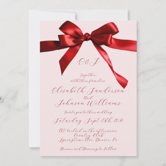 Elegante Kalligraphie Drehbuch Rot-Bogen-Rosa Hoch (Vorderseite)