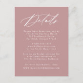 Elegante Kalligraphie Dusty Rose Hochzeitdetails Begleitkarte (Vorderseite)