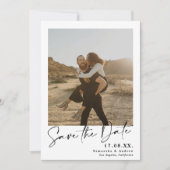 Elegante Kalligraphie, einfach 2 Fotos Save the Da Date (Vorderseite)